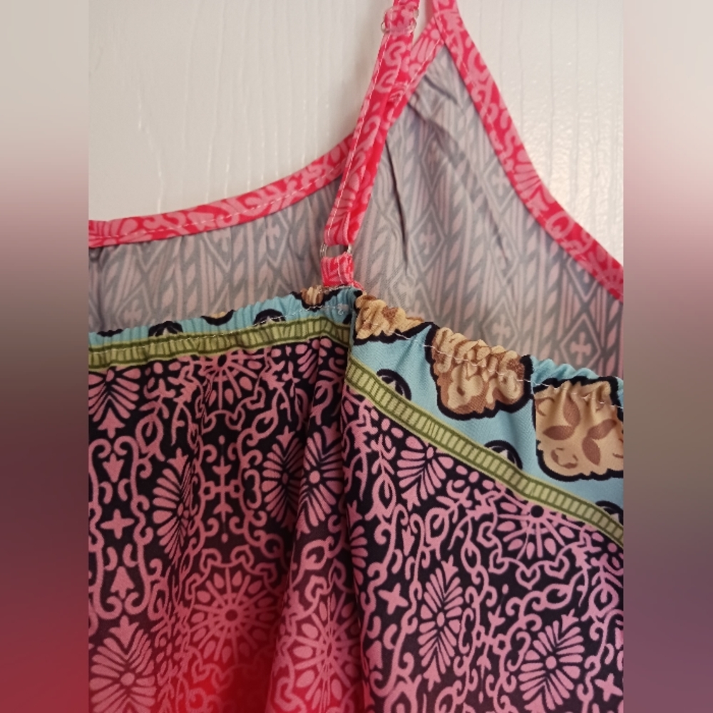 Summer Flowy Shirt w/adjustable straps, Size L, Coral Pink Color
